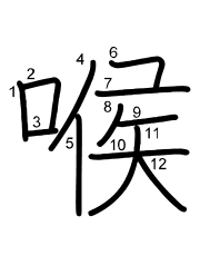 Thứ tự nét chữ 喉