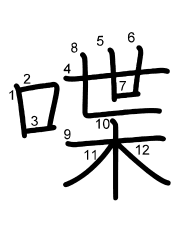 Thứ tự nét chữ 喋