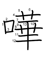 Thứ tự nét chữ 嘩
