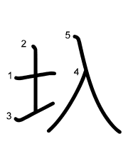 Thứ tự nét chữ 圦
