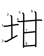 Thứ tự nét chữ 坩