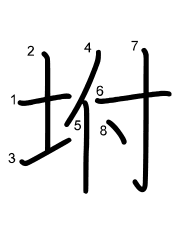 Thứ tự nét chữ 坿