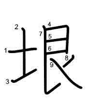 Thứ tự nét chữ 垠