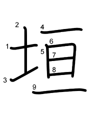 Thứ tự nét chữ 垣
