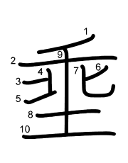 Thứ tự nét chữ 埀