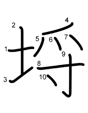 Thứ tự nét chữ 埒