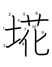 Thứ tự nét chữ 埖