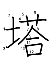 Thứ tự nét chữ 塔