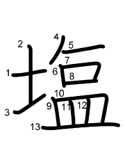 Thứ tự nét chữ 塩