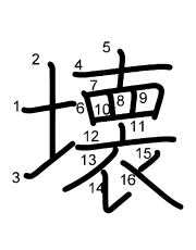 Thứ tự nét chữ 壊