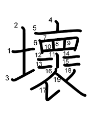 Thứ tự nét chữ 壞