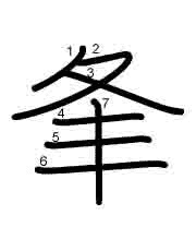 Thứ tự nét chữ 夆