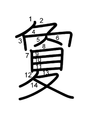 Thứ tự nét chữ 夐