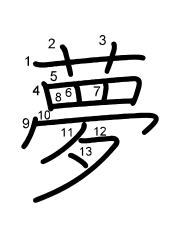 Thứ tự nét chữ 夢