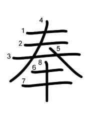 Thứ tự nét chữ 奉