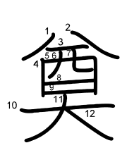 Thứ tự nét chữ 奠