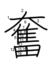 Thứ tự nét chữ 奮