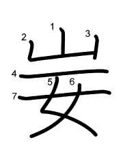 Thứ tự nét chữ 妛