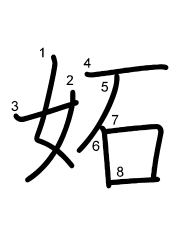 Thứ tự nét chữ 妬