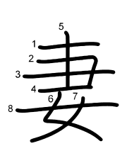Thứ tự nét chữ 妻