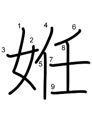 Thứ tự nét chữ 姙