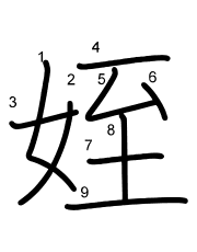 Thứ tự nét chữ 姪