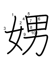 Thứ tự nét chữ 娚