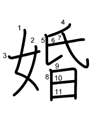 Thứ tự nét chữ 婚