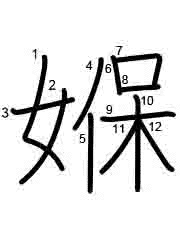Thứ tự nét chữ 媬