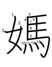 Thứ tự nét chữ 媽