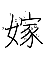 Thứ tự nét chữ 嫁
