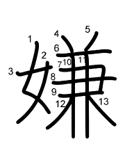Thứ tự nét chữ 嫌