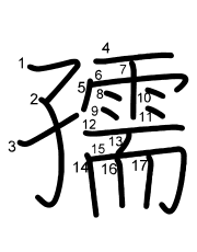 Thứ tự nét chữ 孺
