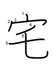 Thứ tự nét chữ 宅