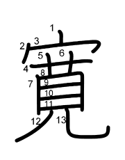 Thứ tự nét chữ 寛