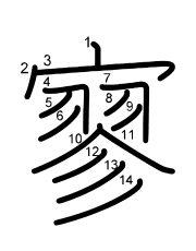 Thứ tự nét chữ 寥