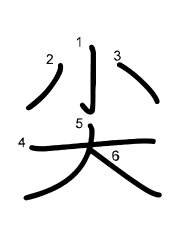 Thứ tự nét chữ 尖