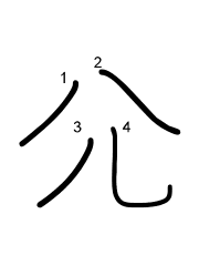 Thứ tự nét chữ 尣