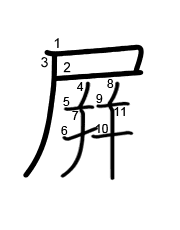 Thứ tự nét chữ 屛