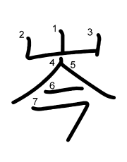 Thứ tự nét chữ 岑