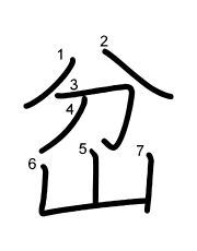 Thứ tự nét chữ 岔