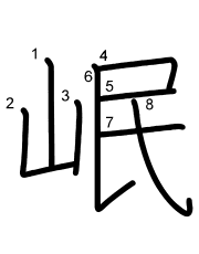 Thứ tự nét chữ 岷