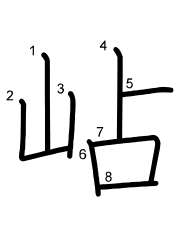Thứ tự nét chữ 岾