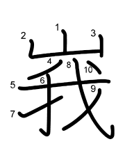 Thứ tự nét chữ 峩