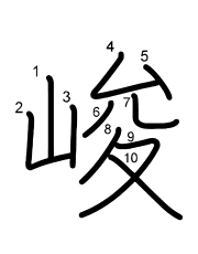 Thứ tự nét chữ 峻