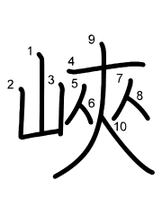 Thứ tự nét chữ 峽