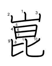 Thứ tự nét chữ 崑