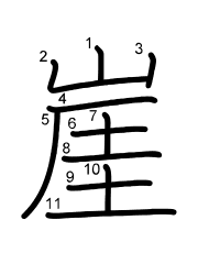 Thứ tự nét chữ 崖