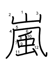 Thứ tự nét chữ 嵐