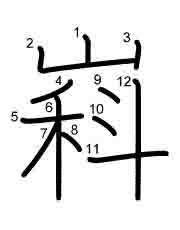 Thứ tự nét chữ 嵙